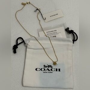 Coach Gold Chain Necklace With Heart Pendant & Brand Tag - NWT